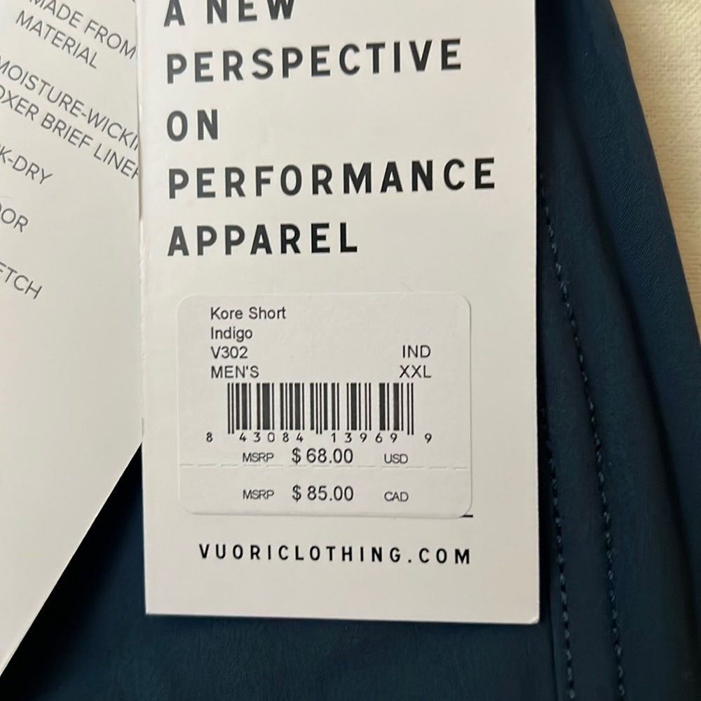 Vuori Mens Kore Shorts 7.5 Inch Inseam Lined Size XXL Indigo Blue NWT $68 MSRP - Picture 2 of 5